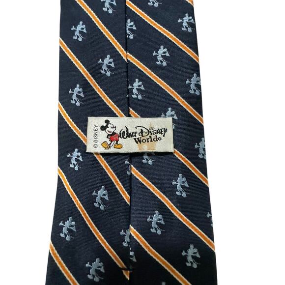 Vintage Walt Disney World Mickey Mouse Embroidered Navy Blue Novelty Necktie - Picture 4 of 7